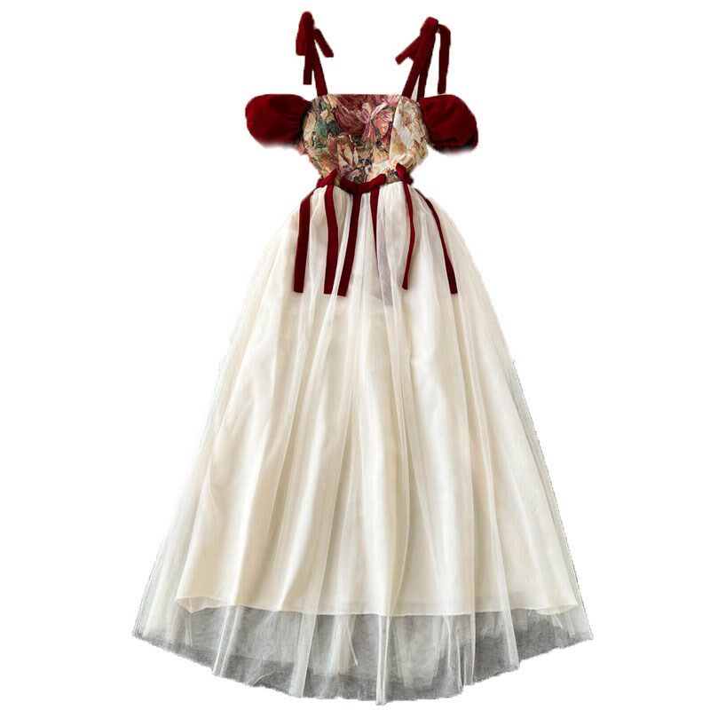 高端吊带晚礼服女生日宴会主持新娘轻奢法式伴娘服高级感订婚裙