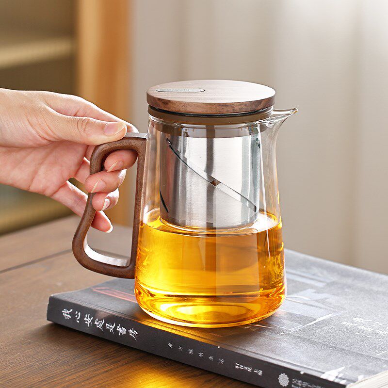 耐热玻璃茶壶胡桃木飘逸杯新款升降内胆办公家用泡茶壶电陶炉专用