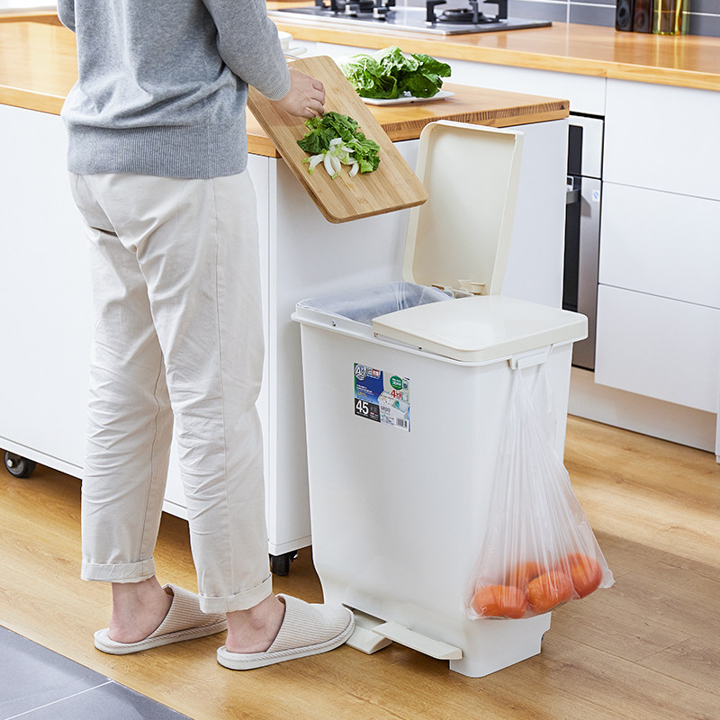 厨房垃圾桶家用大容量带盖按压脚踏一体分类日式双层大号干湿分离
