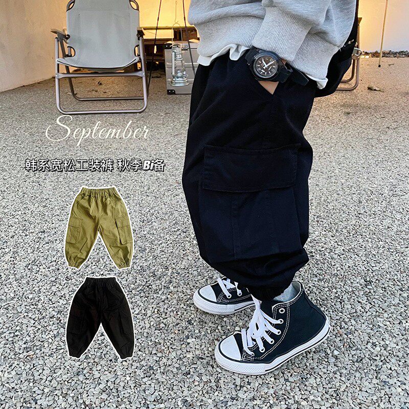 男童工装裤儿童裤子春秋男宝宝秋装小童长裤秋款男孩休闲裤秋季潮