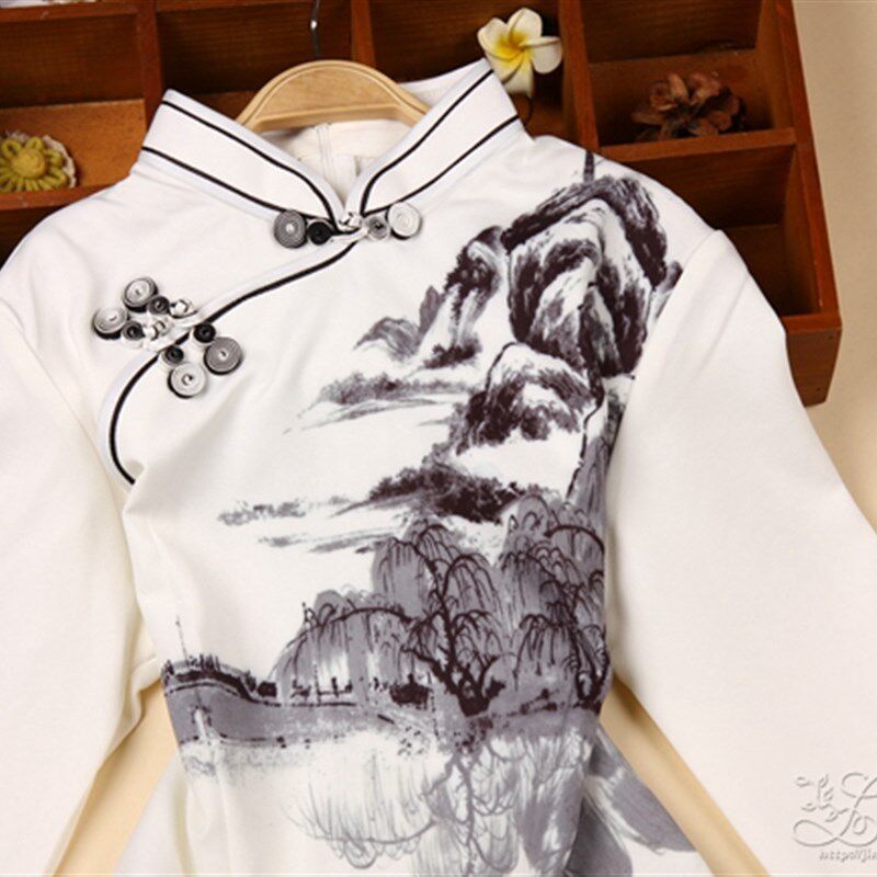 改良时尚修身短款唐装复古中式女装汉服茶服春夏装袖旗袍上衣