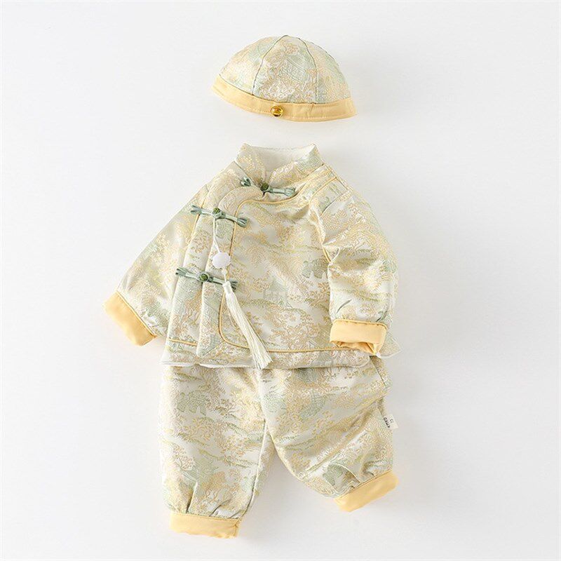 婴儿周岁抓周唐装中式套装女百天衣服龙凤胎宝宝生日宴礼服春秋款