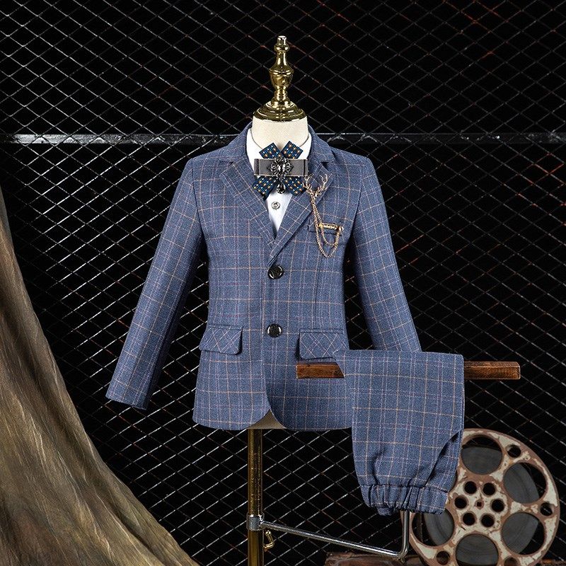 男童西装套装儿童春季宝宝西服小主持人钢琴演出服一周岁生日礼服