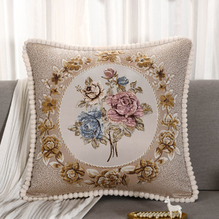 欧式提花抱枕沙发靠垫套子客厅卧室汽车含芯大号正方形床头靠背垫