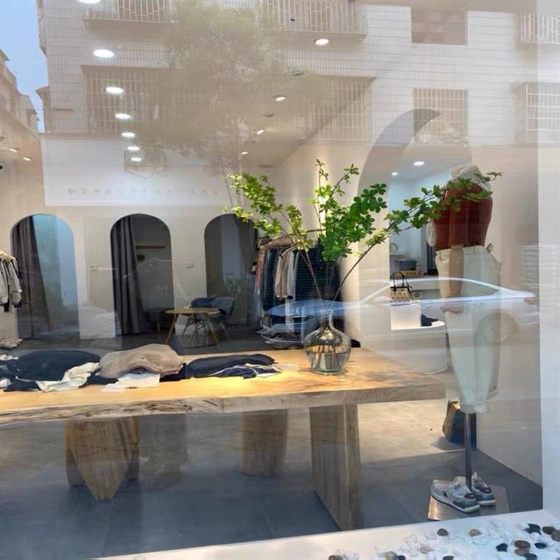 北欧实木大整板泡茶桌服装店包包鞋店展示桌中岛流水台原木摆放桌