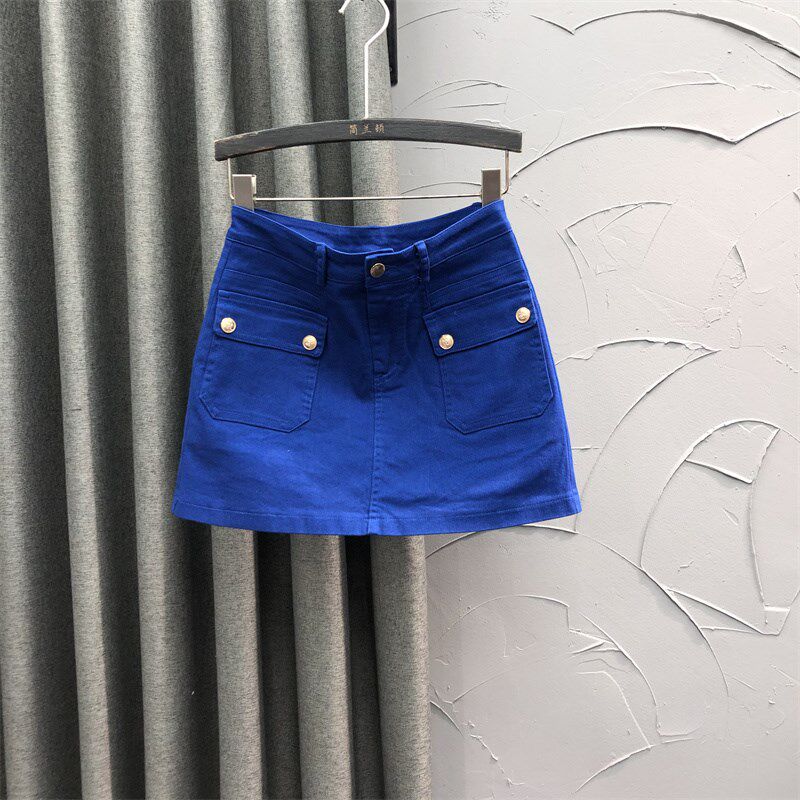 玫粉色高腰牛仔短裙女2024年新款夏天时尚修身显瘦小个子包臀半身