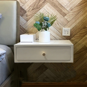 悬空梳妆台简约小柜子床边桌 日式 欧式 田园白色实木床头柜清新韩式