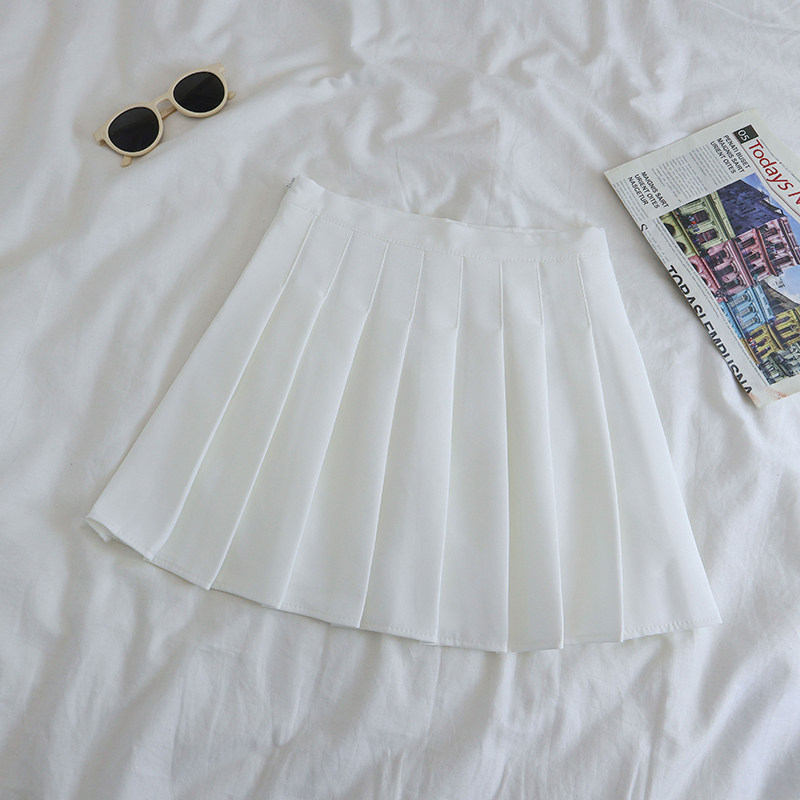 春夏季新款加肥加大百褶裙女黑色白色胖人可穿的半身裙西装短裙