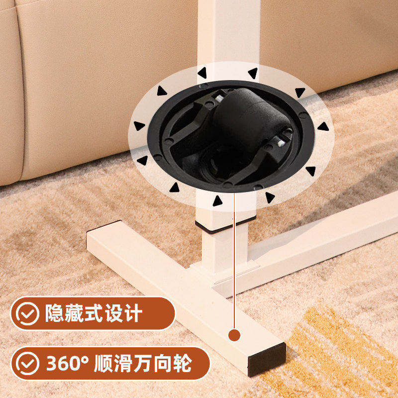 实木书桌可折叠站立式升降工作台移动床边办公电脑桌沙发桌胡桃色
