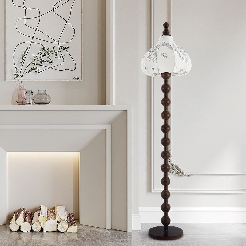 中古落地灯复古原木日式客厅卧室高级感氛围感灯具美式立式台灯68