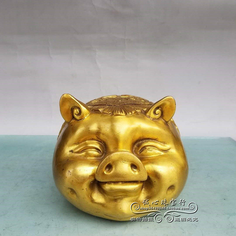 纯铜猪摆件招财猪储钱罐旺财猪家居装饰品摆设创意福字猪头存钱罐