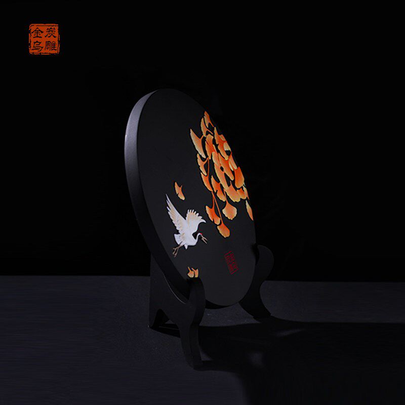 金乌炭雕鹤与银杏叶活性炭创意家居摆饰新房装饰品吸甲醛祛异味