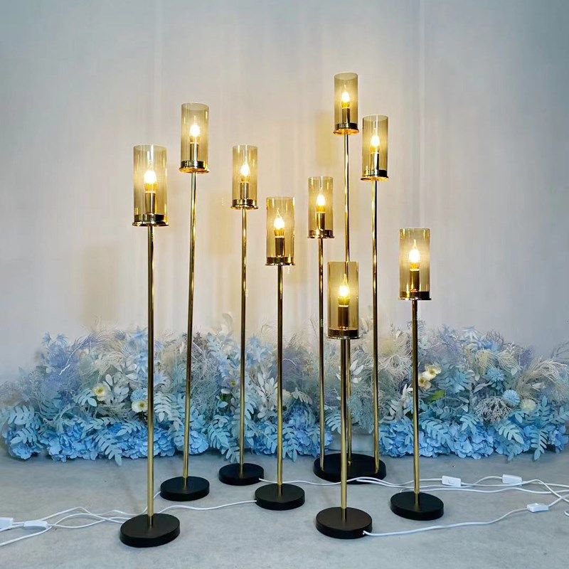 新款婚庆道具铁艺电镀茶色压克力发光路引T台婚礼迎宾区烛台摆件,节庆用品/礼品,路引,淘宝优惠券,粉丝福利购,淘宝优惠卷