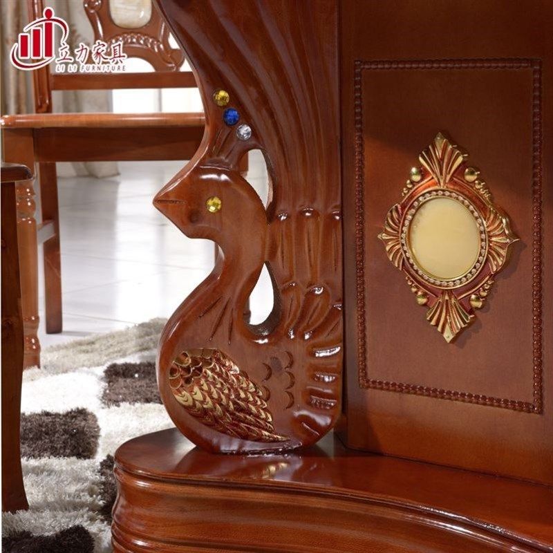 大理石餐桌椅圆形带转盘组合中欧式实木小户型6人饭桌小户型圆桌,商业/办公家具,食堂餐桌椅,淘宝优惠券,粉丝福利购,淘宝优惠卷