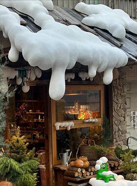 圣诞雪景造景冬季仿真雪屋檐diy人造雪网红店铺场景布置打卡背景