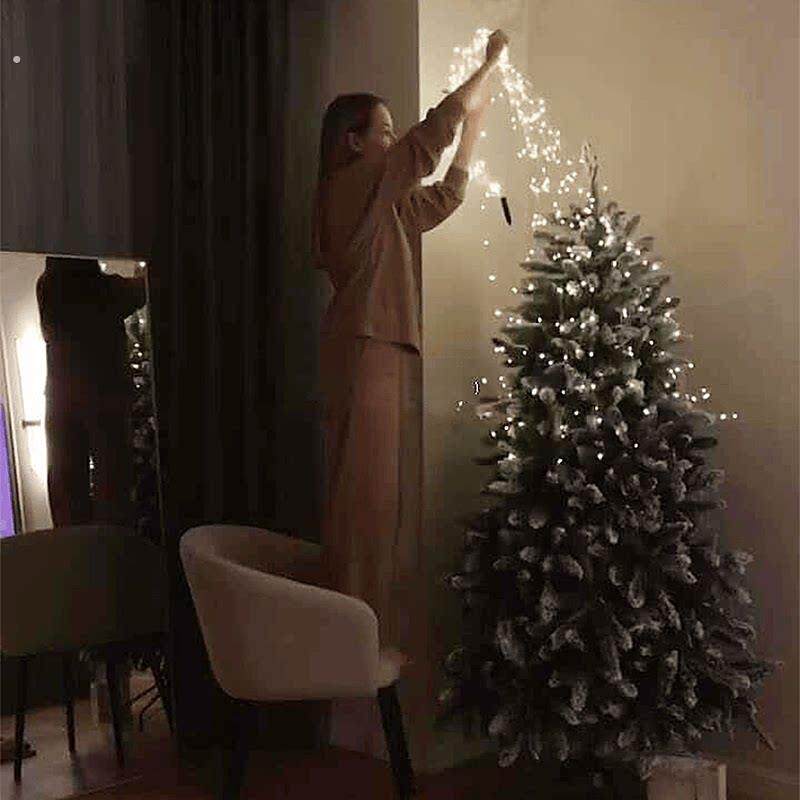 瀑布藤条灯耶诞树装饰灯耶诞节装扮氛围感场景布置卧室房间门店铺