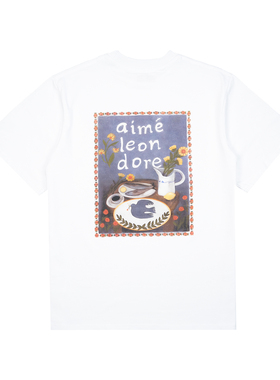 现货ALD AIME LEON DORE静物画手绘字母印花短袖T恤美式复古老钱