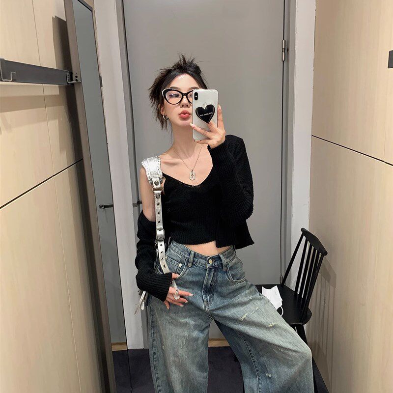 薄款针织长袖防晒开衫吊带针织两件套女早秋新款修身显瘦短款上衣