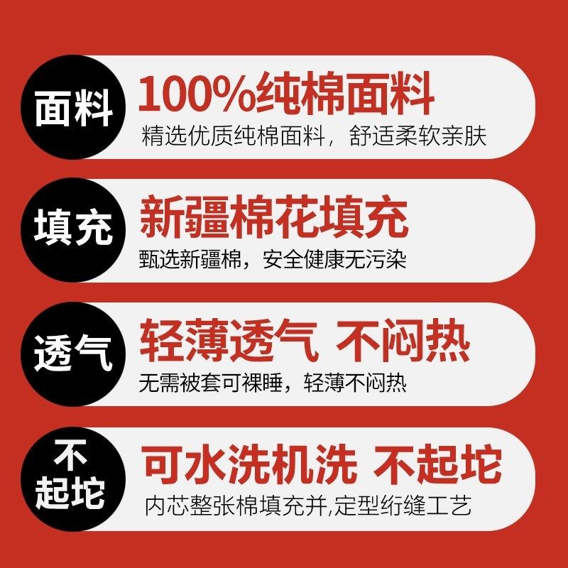 里外全棉夏凉被纯棉空调被单人双人夏被可机洗水洗棉花薄被子夏季