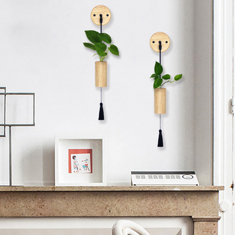 创意壁挂水培植物花瓶器皿家居餐厅民宿挂墙装饰木质工艺花器简约