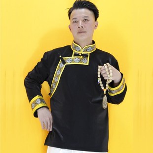 藏民族服装上衣藏式生活装锅庄舞休闲藏装藏衣22年新款宽松男衬衣