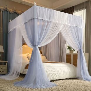 宫廷落地蚊帐三开门家用卧室1.8m床双层床幔帐纱加粗加厚支架