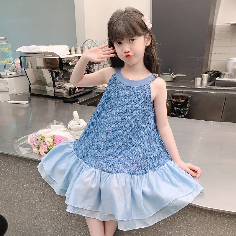 女童连衣裙夏季2024新款儿童洋气时髦吊带公主裙小女孩挂脖裙子薄,童装/婴儿装/亲子装,连衣裙,淘宝优惠券,粉丝福利购,淘宝优惠卷