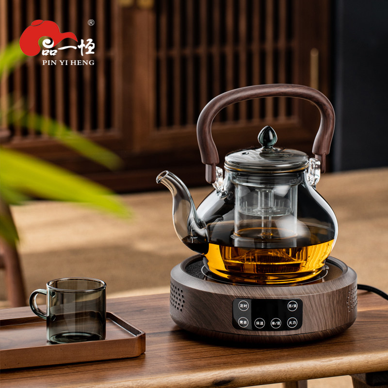 品一恒新款煮茶器耐高温玻璃蒸煮一体茶壶电陶炉提梁烧水泡茶套装