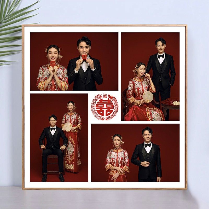 九宫格相框挂墙定制水晶洗相片婚纱照放大宝宝儿童多照片摆台制作