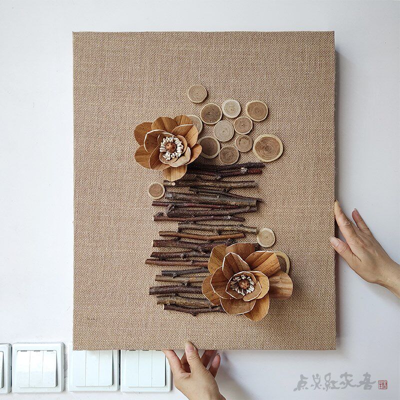 侘寂风中式电表箱装饰画立体花艺遮挡画电箱壁饰民宿东南亚复古风