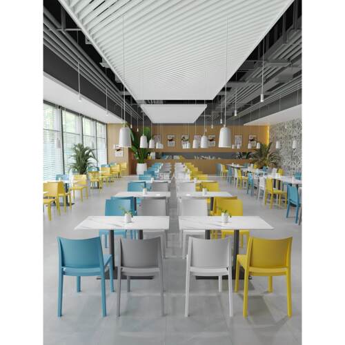 学校食堂员工桌椅餐饮店岩板桌子奶茶小吃快餐汉堡店公司餐厅桌椅