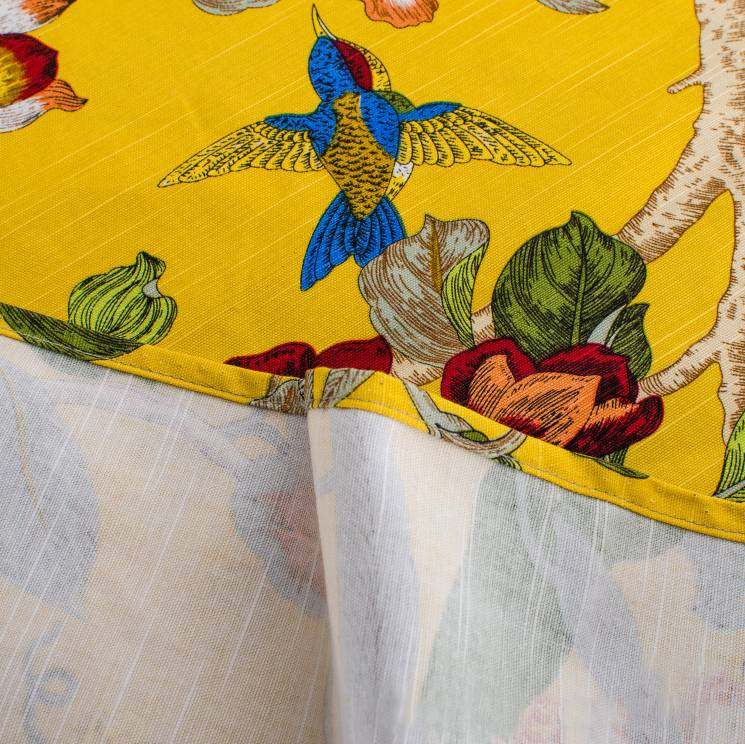 全棉竹节麻鸟语花香西餐桌布古典宫廷黄色台布茶几布盖巾尺寸定制,居家布艺,桌布,淘宝优惠券,粉丝福利购,淘宝优惠卷