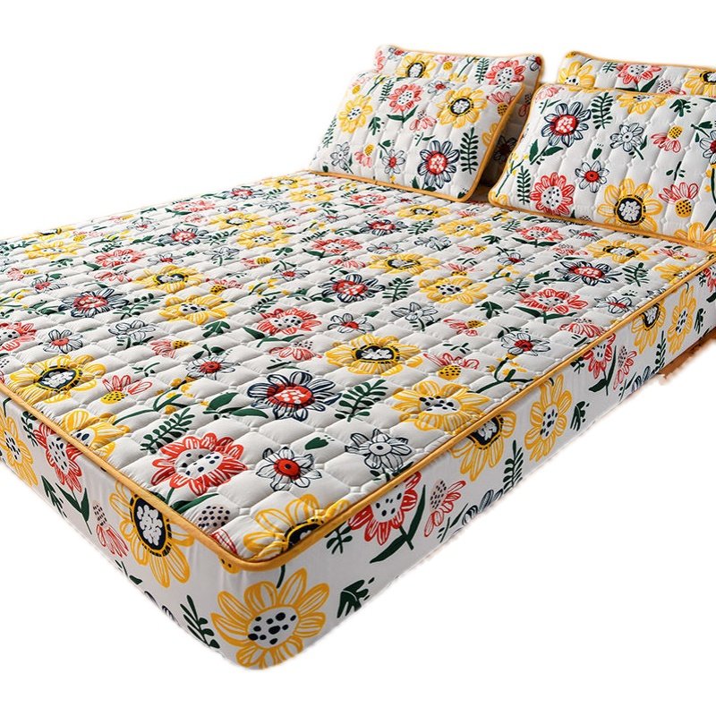 夹棉床笠单件透气加厚席梦思床垫保护套防尘罩全包向日葵床单床罩,床上用品,床笠,淘宝优惠券,粉丝福利购,淘宝优惠卷