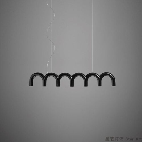 现代客厅U型橱窗吊灯 北欧卧室设计师样板间水管吧台餐厅长条灯