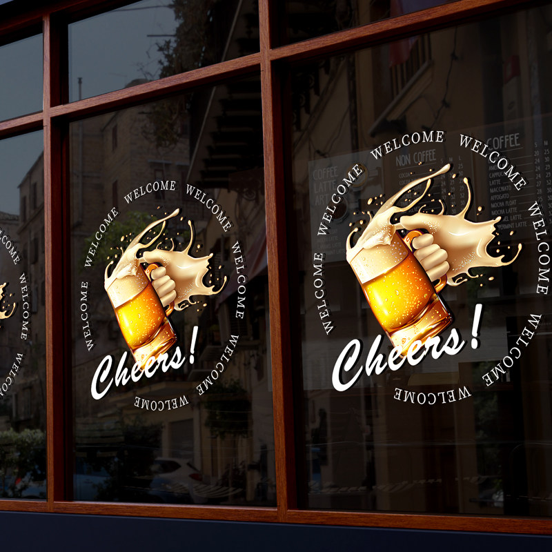 啤酒贴纸酒馆酒吧推拉门贴画玻璃门贴橱窗装饰静电贴精酿啤酒贴纸,家居饰品,软装墙贴,淘宝优惠券,粉丝福利购,淘宝优惠卷