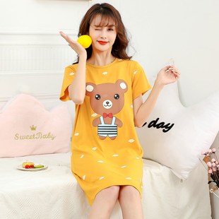 睡裙女士纯棉薄款家居服夏季可爱少女孩子学生短袖全棉睡衣公主风