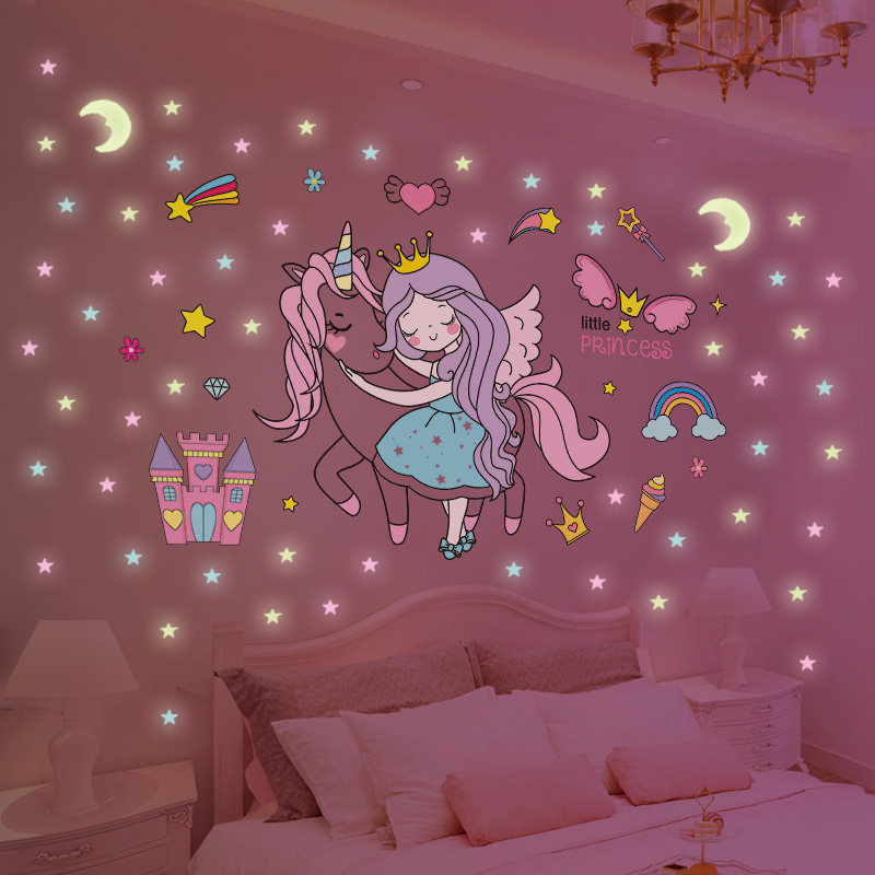 网红温馨儿童女儿公主房间卧室床头背景墙贴纸立体夜光贴装饰墙面,家居饰品,软装墙贴,淘宝优惠券,粉丝福利购,淘宝优惠卷