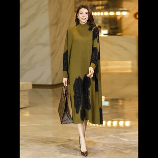 毛衣连衣裙女秋冬2024新款时尚显瘦遮肚子配大衣的内搭长款打底裙