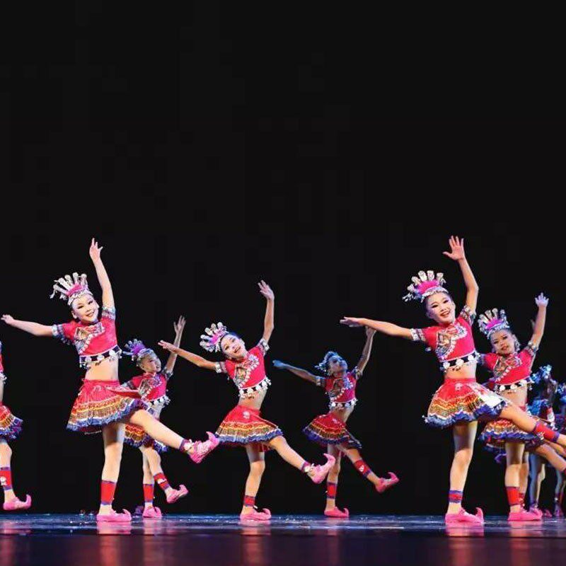 少数民族服装儿童苗族彝族小荷风采国庆舞蹈表演铛拍起拍铛演出服