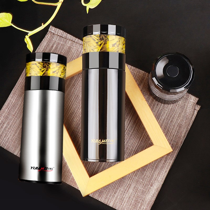 宜加美 真空保温杯 男女士商务茶水分离泡茶杯 便携不锈钢水杯子