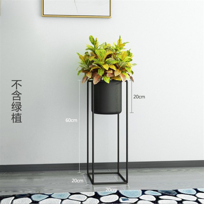 北欧家居圆形植物盆栽架子室内落地小花架拍照插花金色花瓶摆件