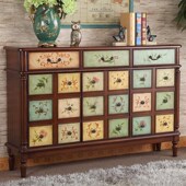 包邮 美式 门厅复古玄关柜 柜田园风格 入户抽屉柜储物柜子 彩绘实木鞋