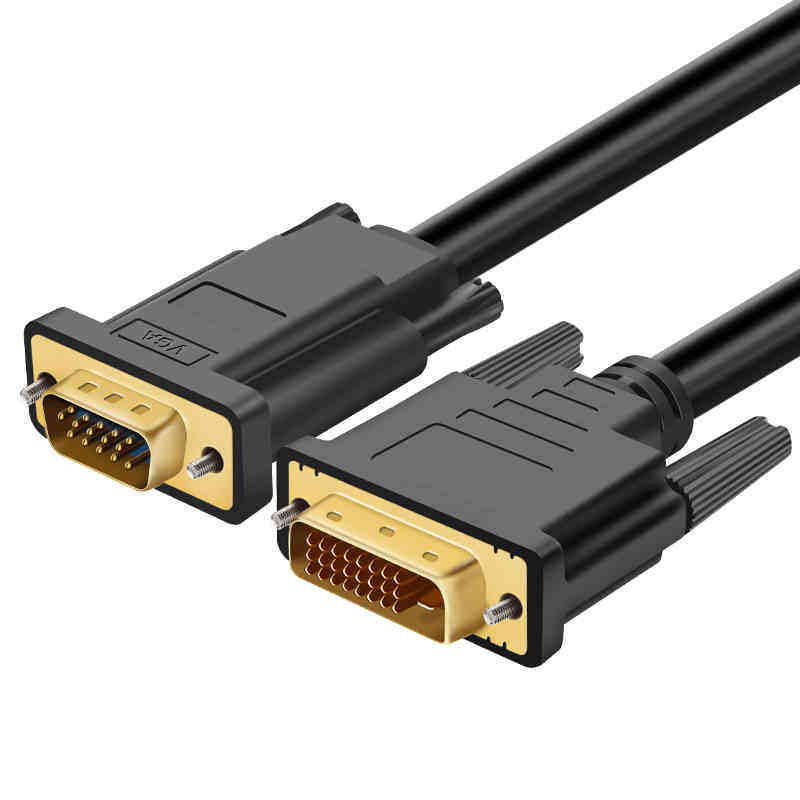 新电脑主机显卡与连接显示屏高清转换器接头DVI转VGA 24+1转VGA线