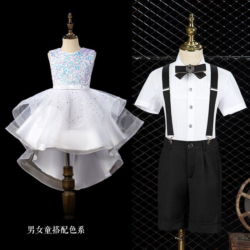 儿童六一演出服女童公主裙蓬蓬纱男童礼服套装幼儿园毕业照表演服