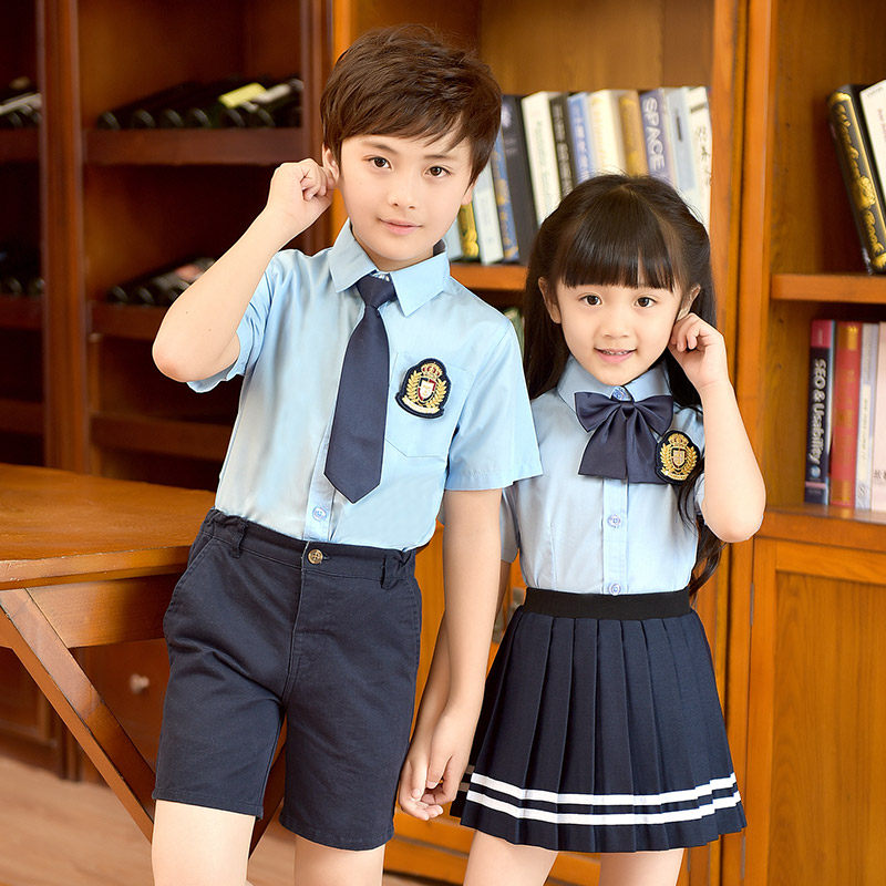 幼儿园园服男女童装儿童夏季白色衬衫班服英伦学院风中小学生校服
