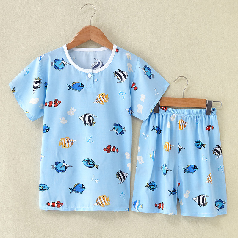 儿童棉绸纯棉睡衣套装夏季男童女童短袖短裤棉绸睡衣家居服空调服,童装/婴儿装/亲子装,家居服套装,淘宝优惠券,粉丝福利购,淘宝优惠卷