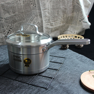 富尔兴304不锈钢2L大容量煮奶锅加厚复底欧式单柄汤锅直身电磁炉