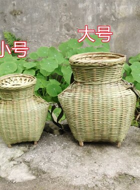 竹编鱼篓黄鳝笼鱼护巴篓鳝鱼青蛙螃蟹田鸡单肩背篓四川竹制品