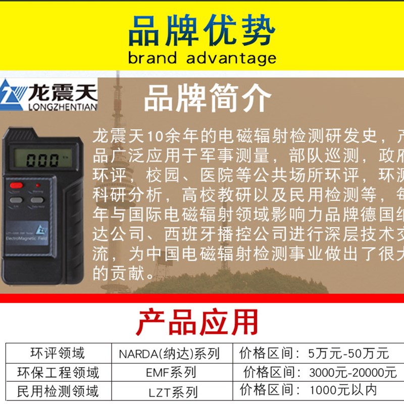 龙震天LZT-1000电磁辐射检测仪 高压线电磁波测试仪专业场强测量