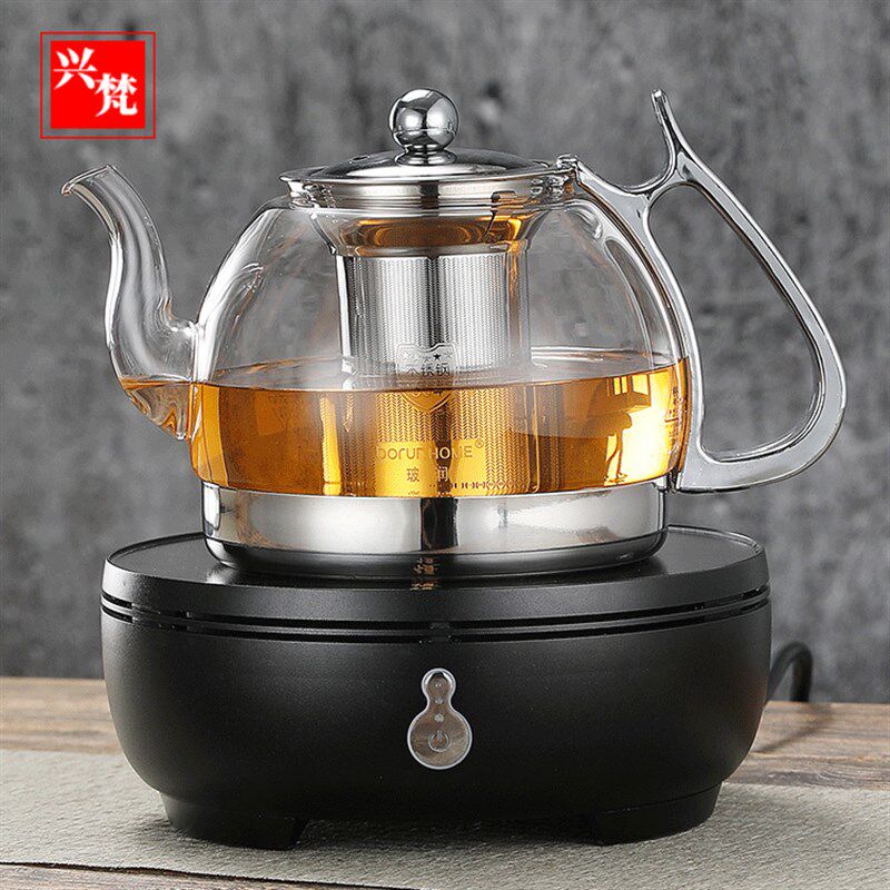 电磁炉专用烧水壶玻璃茶壶耐热家用煮水泡茶壶不锈钢过滤平底茶壶